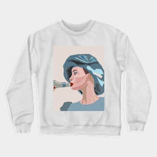 Woman with a bottle Crewneck Sweatshirt